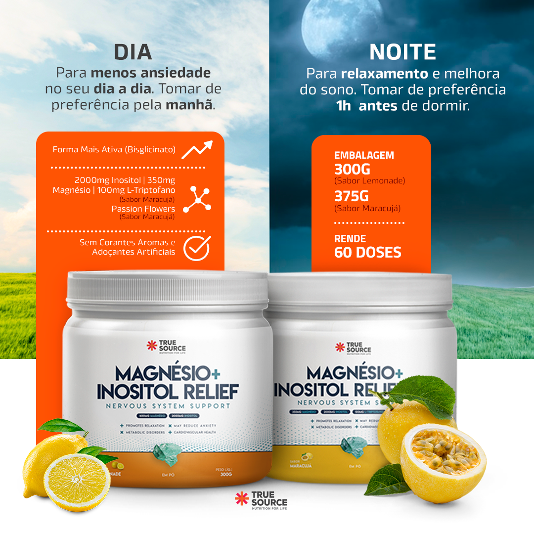 infográficos com dicas sobre como tomar Magnésio + Inositol